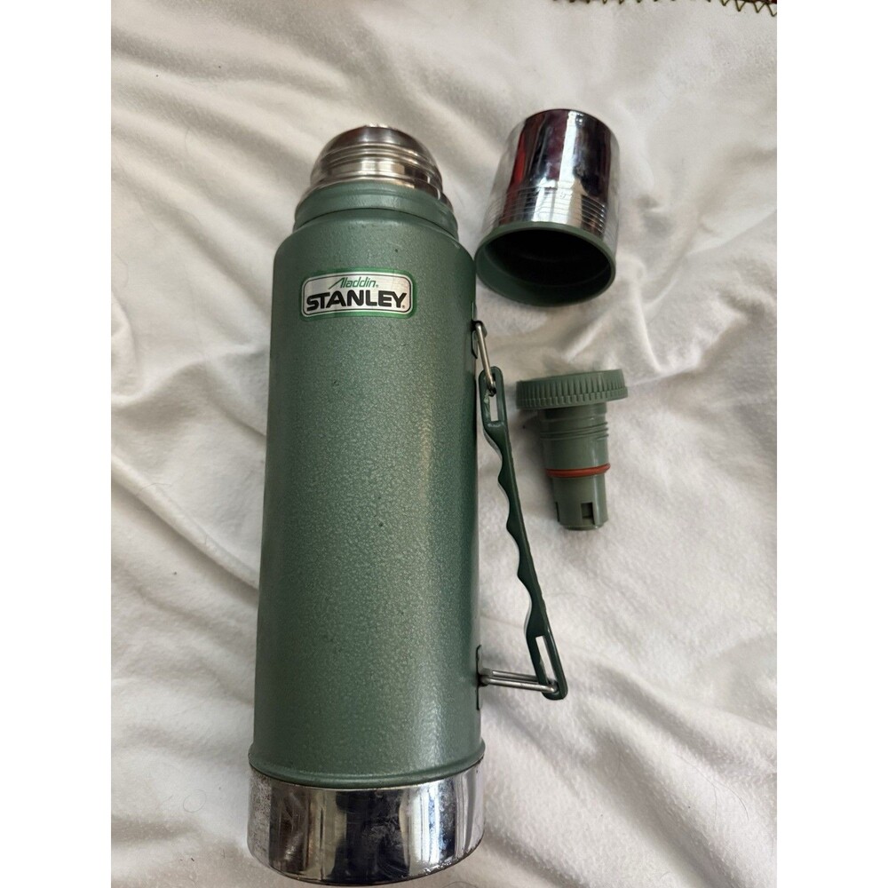 Vintage Stanley Aladdin Vacuum Bottle Quart Green Thermos Cup USA Made